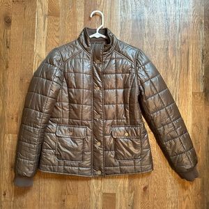 Tory Burch Colin Quilted Bomber Metallic Jacket